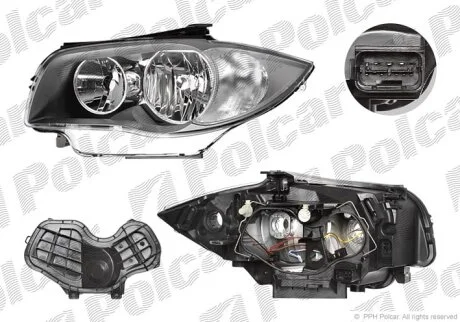 Фара основна, BMW 1 E87, 09.04- Polcar 2001092E