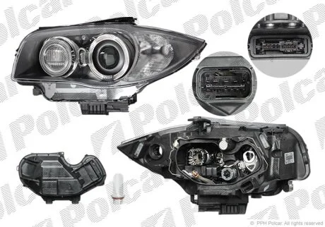 Фара основна, BMW 1 E87, 09.04- Polcar 2001098V