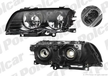 Фара основна, BMW3 E46 SDN/KB, 97- Polcar 2008090E