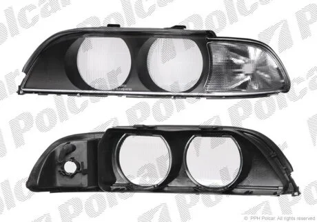Скло фари, BMW 5 E39, 96- Polcar 2016114E