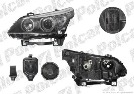 Фара основна, 5 E60/E61 03-10 Polcar 2017105H