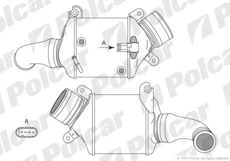 Радіатор повітря (інтеркулери), 7, 08- Polcar 2025J82X