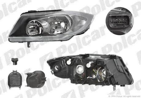 Фара основна, 3 E90/E91, 04-08 Polcar 204010E