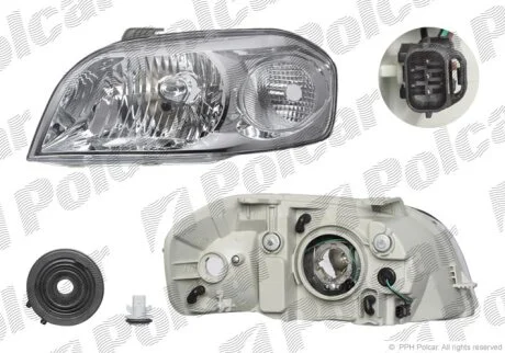 Фара основна AVEO SDN, 03.06- Polcar 2504100E