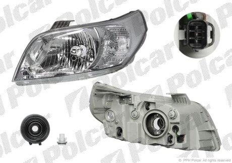 235-1105L-EM, 96650754 ФАРА L Н4 ПОД ЭЛ. КОР. Polcar 251509E