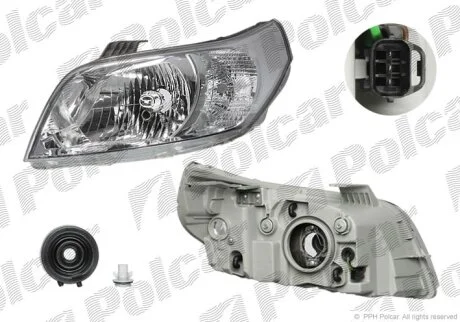 235-1105R-EM, 96650755 ФАРА R Н4 ПОД ЭЛ. КОР. Polcar 251510E