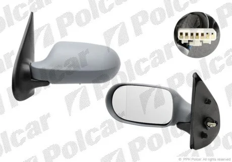 Дзеркало зовнішнє лівий, FIAT PALIO, 02- Polcar 3006515M