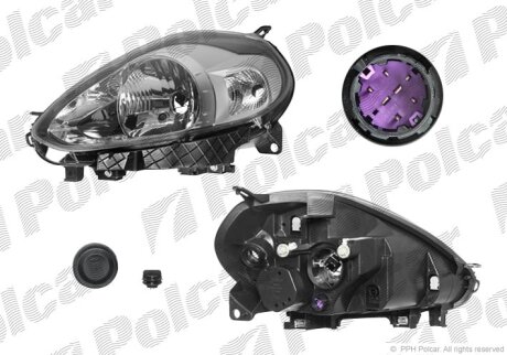 Фара основна, PUNTO EVO 09.09- Polcar 3036090E