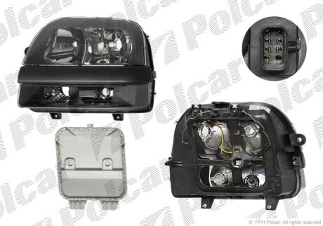 Фара основна, FIAT DOBLO 01-05 Polcar 304009E