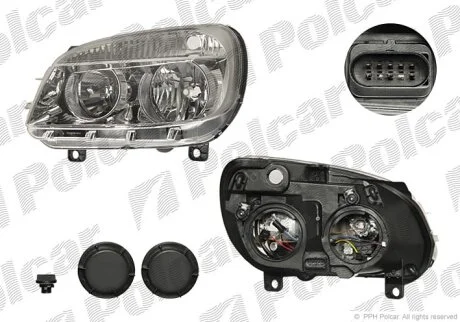Фара основна, DOBLO, 06-10 Polcar 304110E