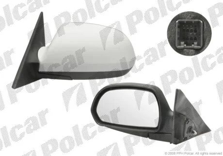 Дзеркало ліве електричне HYUNDAI Elantra XD 00-06 Polcar 4013514M