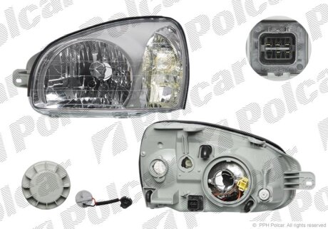 Фара основна, HYUNDAI SANTA FE,01- Polcar 4050101E