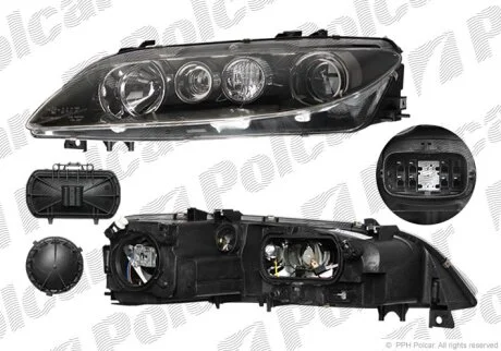 Фара основна MAZDA 6, 02-07 Polcar 4519104E
