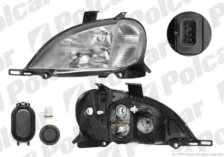 1EA963130-461, 440-1130R-EM, A1638203861 ФАРА R Н7, Н3, Н1 ПОД ЭЛ. КОР. Polcar 5044100E
