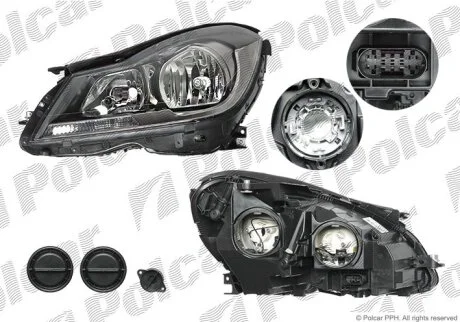 Фара основна, C-KLASSE (W204), 11- Polcar 50D1101U