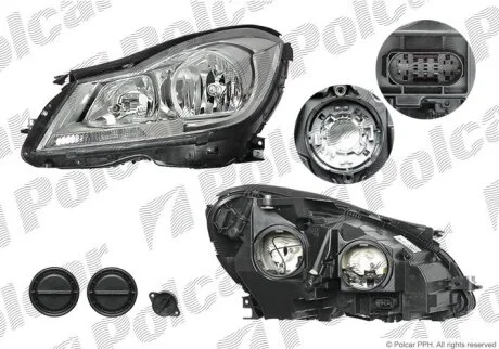 Фара основна, C-KLASSE (W204), 11- Polcar 50D110U