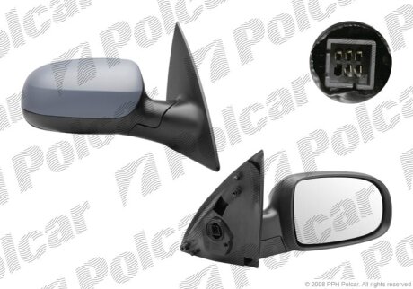 Дзеркало зовнішнє правий, OPEL CORSA 01- Polcar 5556524M