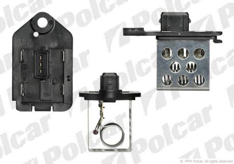 Резистор вентилятора радіатора CITROEN BERLINGO (MF, M_), JUMPY, XSARA PICASSO (N68) PEUGEOT 206 CC (2D), 307 (3A/C), 406 (8B), EXPERT, PARTNER (5F) (OEM-PART) Polcar 5723KST3