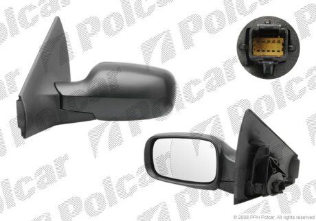 Дзеркало зовнішнє лівий, RENAULT MEGANE II Polcar 6012513M