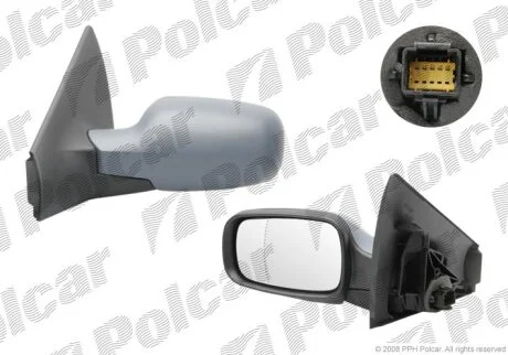 Дзеркало зовнішнє лівий, RENAULT MEGANE II Polcar 6012514M