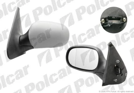 Дзеркало зовнішнє правий, RENAULT CLIO 98- Polcar 6015524M