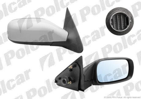 Дзеркало зовнішнє правий, RENAULT LAGUNA 01- Polcar 6037526M