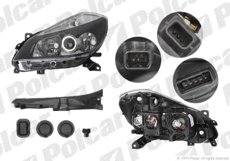 Фара основна CLIO III, 05-09 Polcar 6055094E