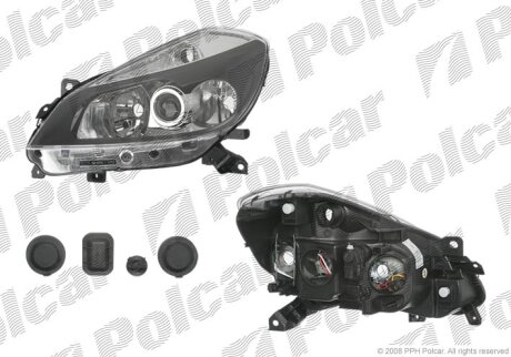 Фара основна CLIO III, 05-09 Polcar 6055101E