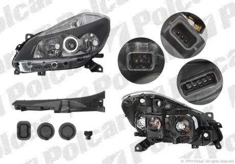 Фара основна, CLIO III, 05-09 Polcar 6055104E