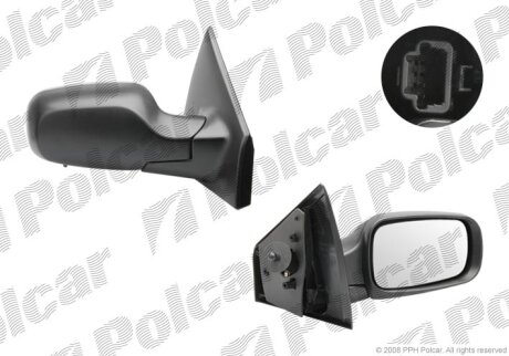 Дзеркало зовнішнє правий, CLIO III, 05-09 Polcar 6055521M