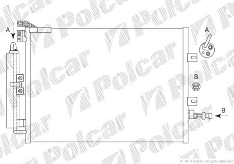 Радіатор кондиціонера, R. CLIO III / MODUS Polcar 6055K82X