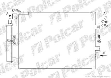 Радіатор кондиціонера, RENAULT CLIO III Polcar 6055K8C1S