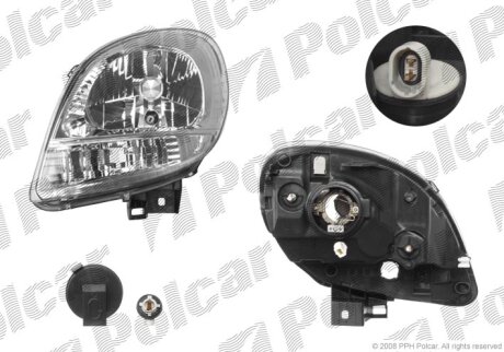 Фара основна, RENAULT KANGOO II Polcar 606110E