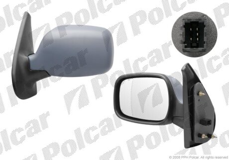 Дзеркало зовнішнє лівий, RENAULT KANGOO II Polcar 6061515M