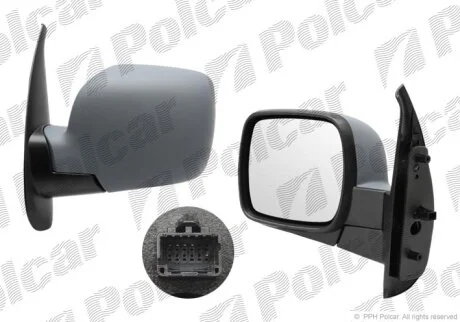 Дзеркало зовнішнє правий, KANGOO, 01.08- Polcar 6062525M