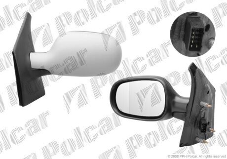 Дзеркало зовнішнє лівий, RENAULT SCENIC 99- Polcar 6070514M
