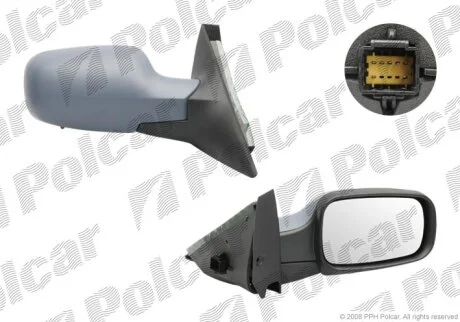 Дзеркало зовнішнє правий, RENAULT SCENIC, 03- Polcar 6071524M