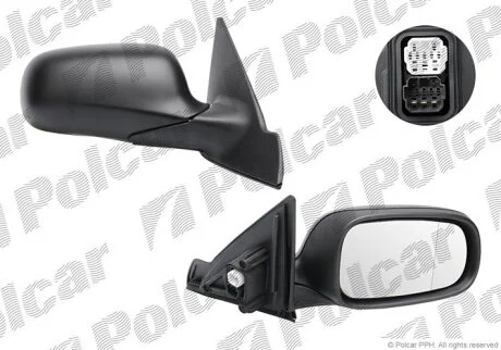 Дзеркало зовнішнє правий, 9.3 02- Polcar 6530523M