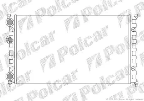 Радіатор охолодж. двигуна VW Caddy II, Polo 1.4-1.9D 02.93-01.04 Polcar 6713086