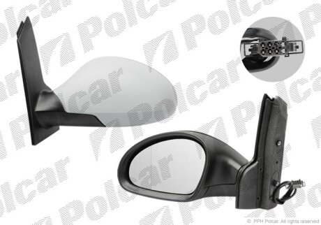 Дзеркало зовнішнє лівий, SEAT TOLEDO III, 04- Polcar 6755515M