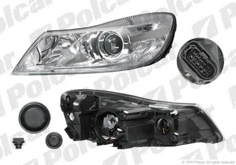 Фара передн. прав. Skoda Octavia 1.6TDI 09- Polcar 692310E