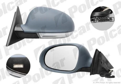 Дзеркало зовнішнє правий SKODA SUPERB, 02- Polcar 6925525M