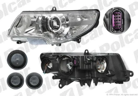 Фара основна, SUPERB, 06.08- Polcar 692609H