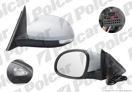 Дзеркало зовнішнє лівий, YETI, 09.09- Polcar 6935515M