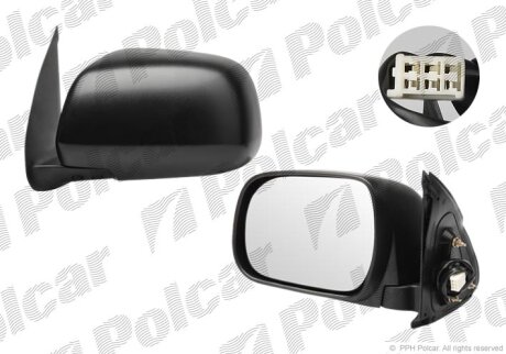 Дзеркало зовнішнє лівий, HILUX, 01.05- Polcar 8192514M