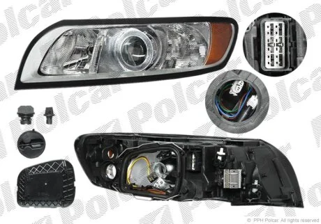 Фара основна, S40/V50, 04.07- Polcar 904309E