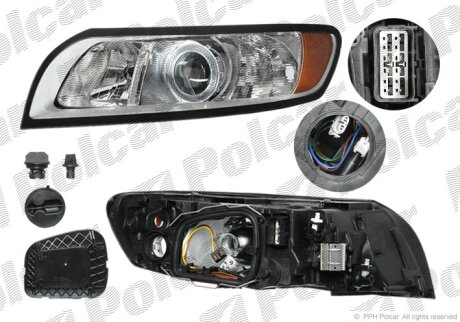 Фара основна, S40/V50, 04.07- Polcar 904310E
