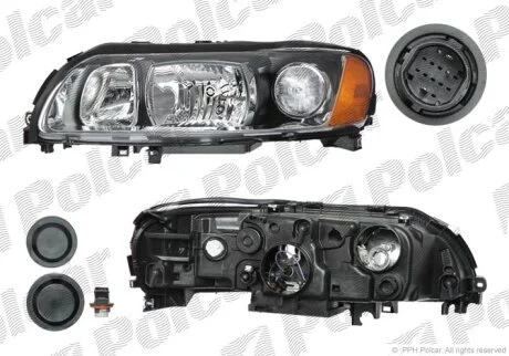 Фара основна, S60, 03.04-03.09 Polcar 906109E