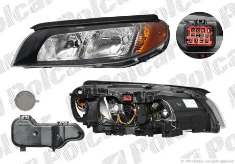 Фара основна, V70, 03.07- Polcar 9082105E