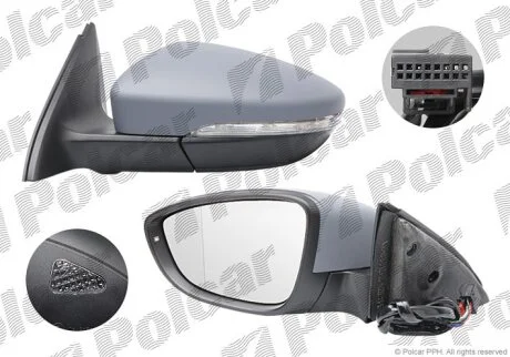 Дзеркало зовнішнє лівий, JETTA, 10-18 Polcar 9503515M